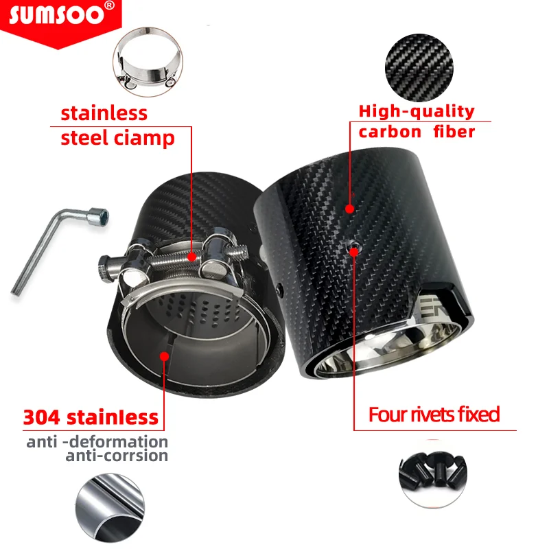 Punta de escape de fibra de carbono SUMSOO para BMW M2, M3, M4 y serie M - imagen 4