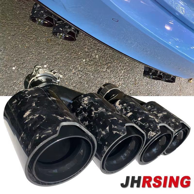 Puntas de escape cuádruples de carbono satinado para BMW