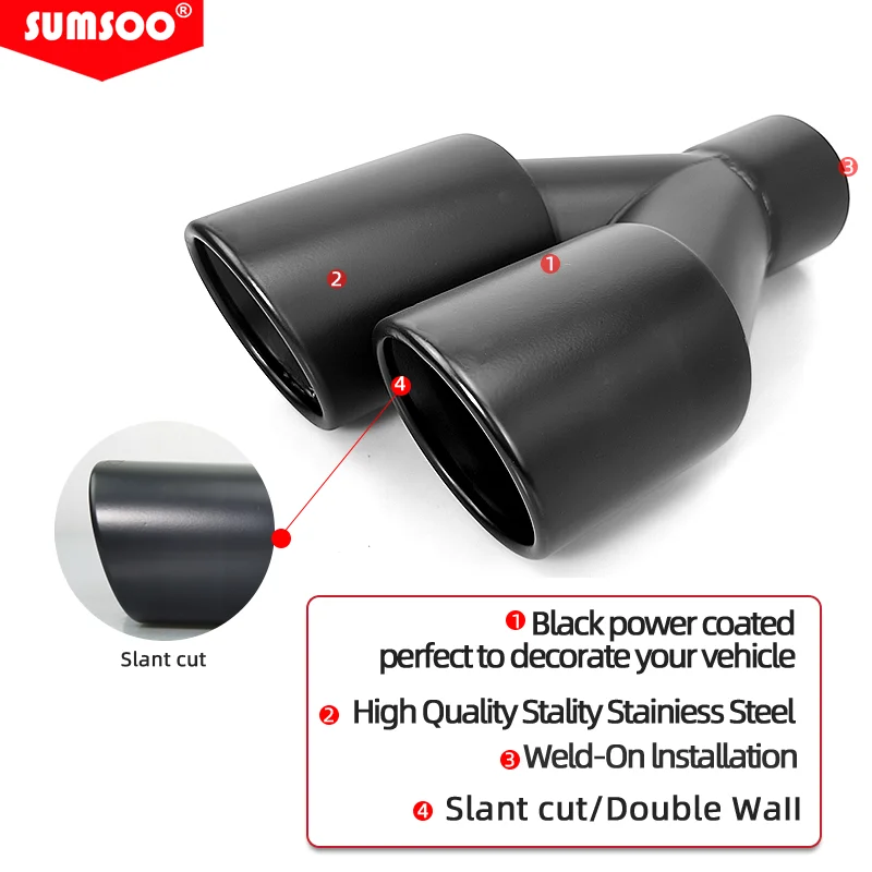 Tubo escape doble Sumsoo acero inoxidable negro doble pared - imagen 3