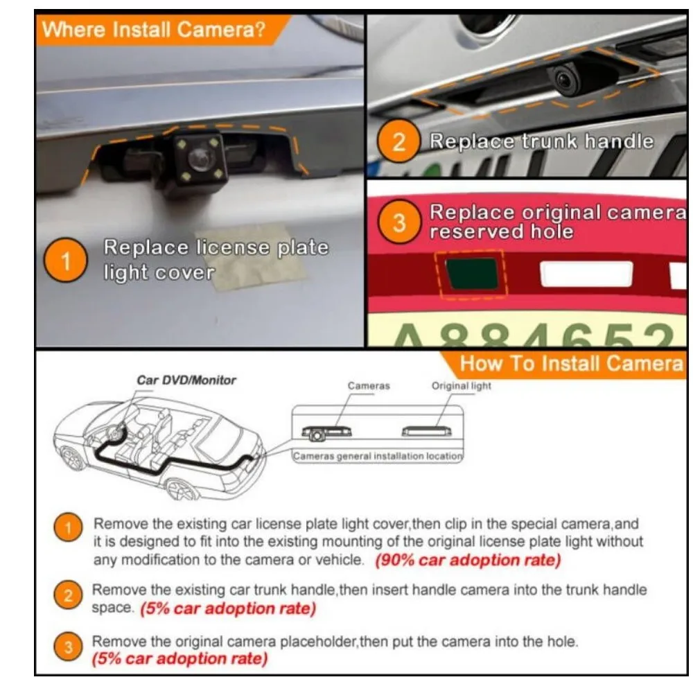 Cámara de visión trasera de coche para Dodge Dart PF 2013 2014 2015 Kit de accesorios de cámara CCD HD para estacionamiento de respaldo de vehículo - imagen 5