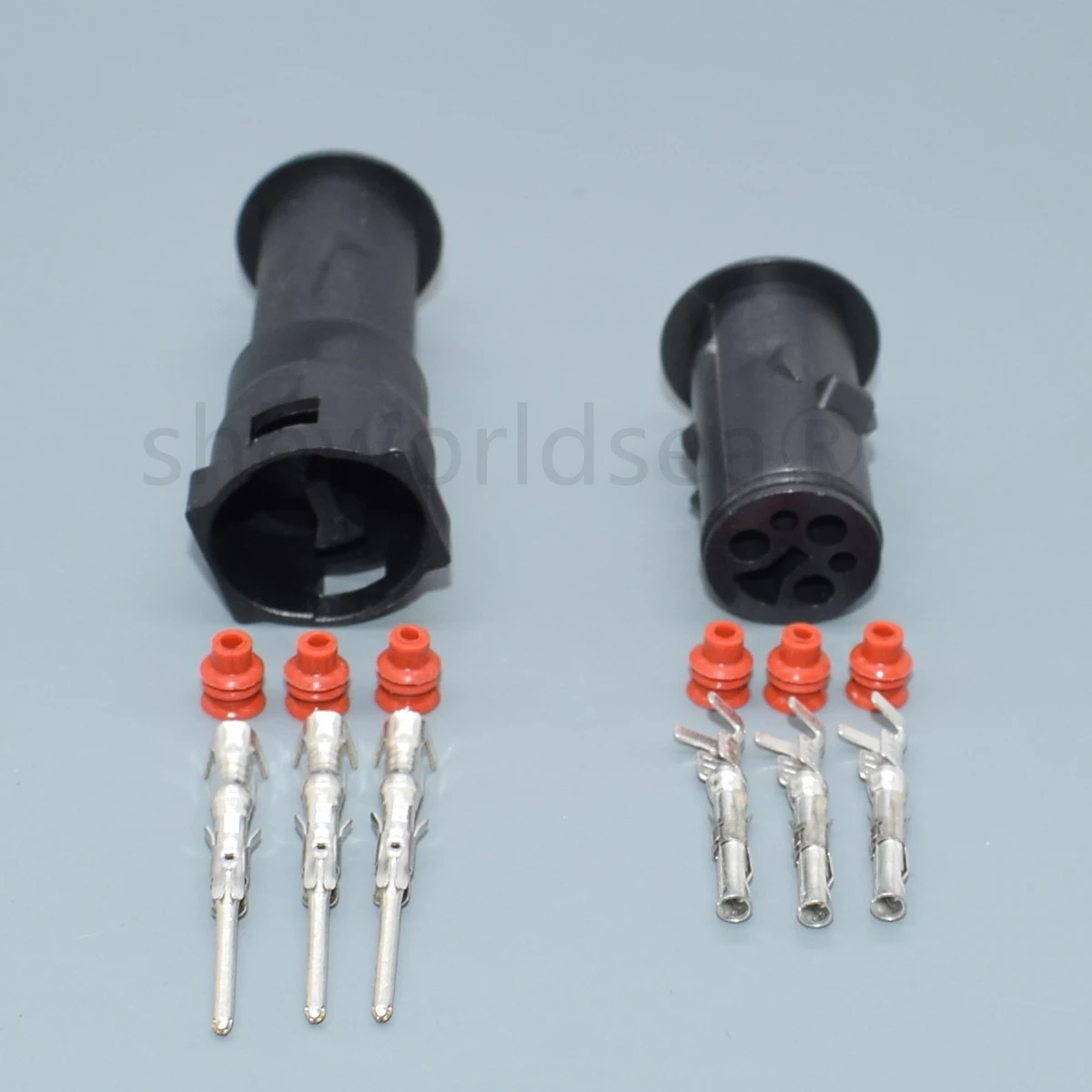 Shhworlsea conector de tres pines impermeable macho/hembra negro - imagen 2