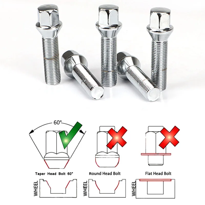 Juego de tuercas para BMW, pernos de rueda de acero M14 x 1,5, 12x1,5, 14x1,2512x1,25, serie 28/35/40/45/50/55/60mm, 16/20 piezas - imagen 5