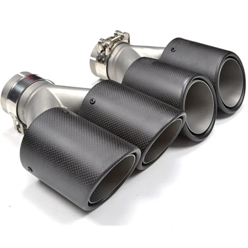 Punta de escape doble universal de fibra de carbono mate - imagen 2