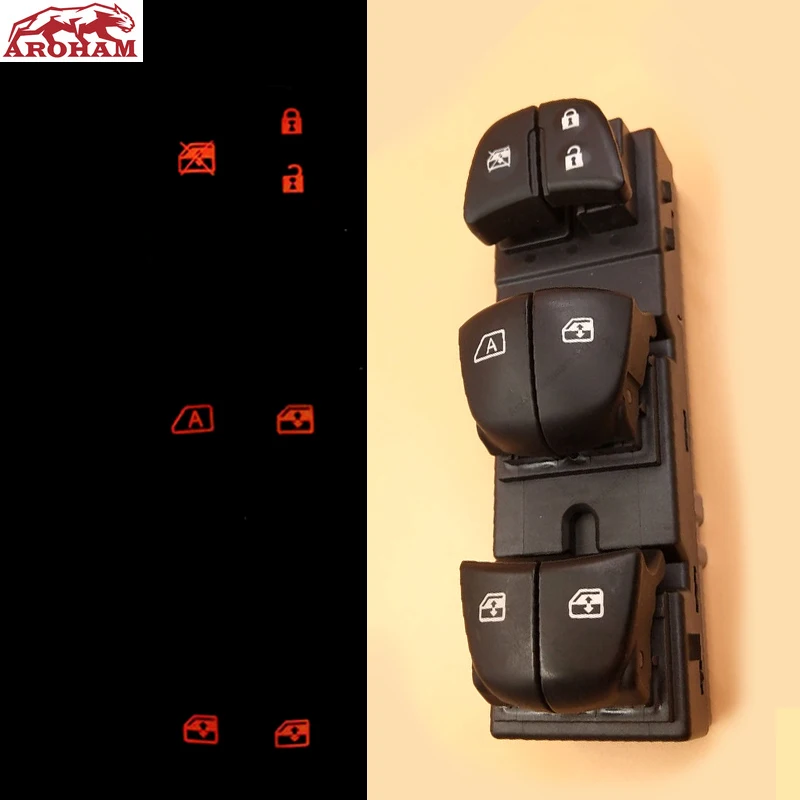 Neweast-Interruptor de ventana de energía eléctrica, 7 led, para Nissan Qashqai/Altima/Sylphy/Tiida/x-trail t 31, retroiluminación - imagen 2