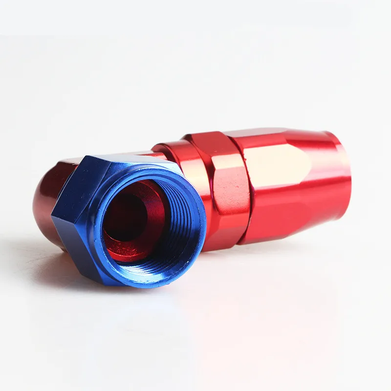 Conector de aluminio rojo y azul para enfriador de aceite