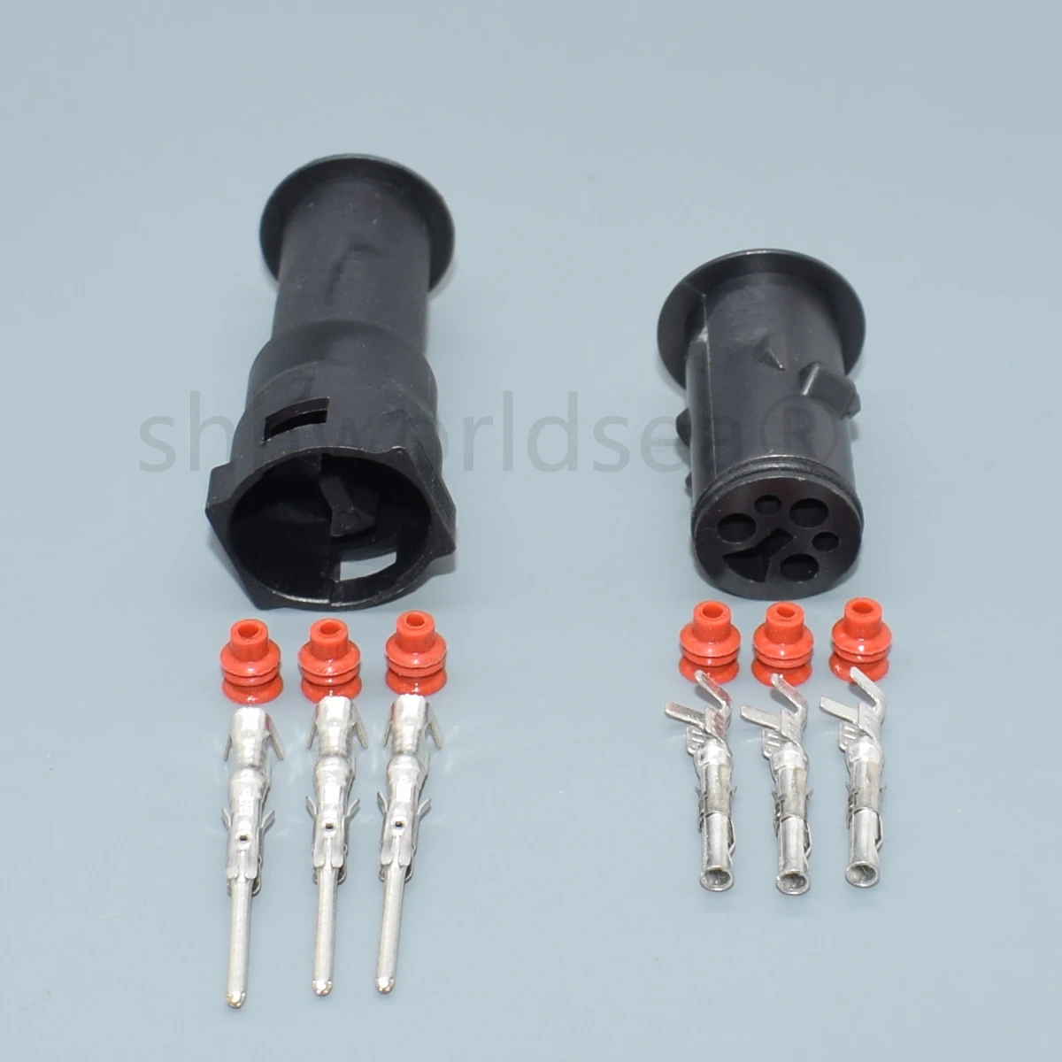 Shhworlsea conector de tres pines impermeable macho/hembra negro - imagen 3