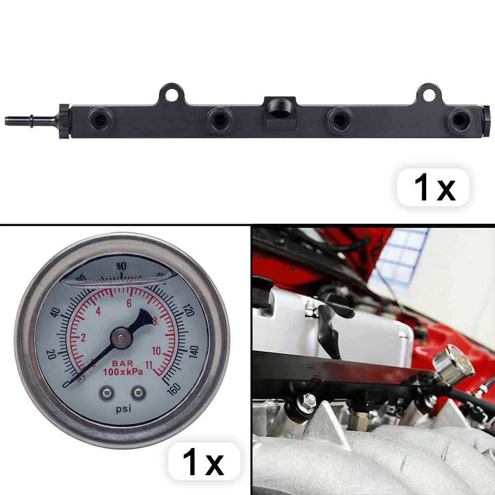 Carril de combustible negro para motores Honda K20 y K24