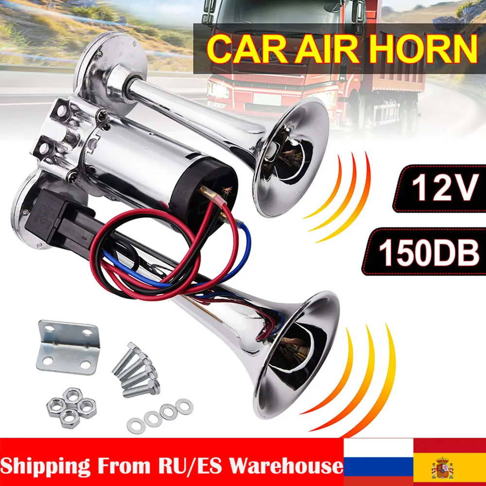 Claxon de aire eléctrico 12 V con trompetas dobles para coche
