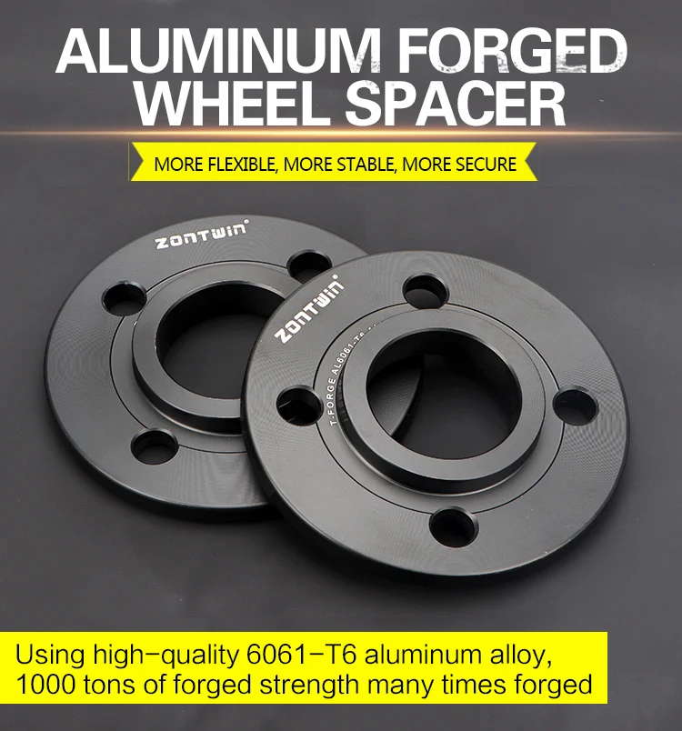 Adaptador espaciador de rueda negro de aluminio forjado