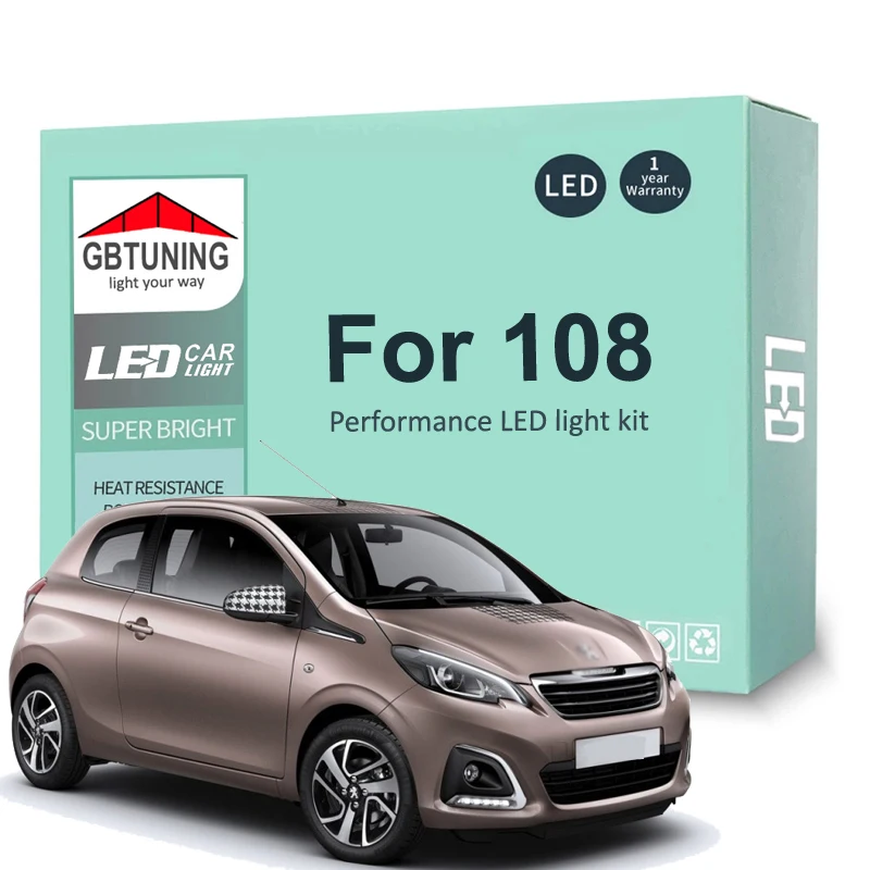 Kit 6 bombillas LED Canbus interior para Peugeot 108 2015-2020