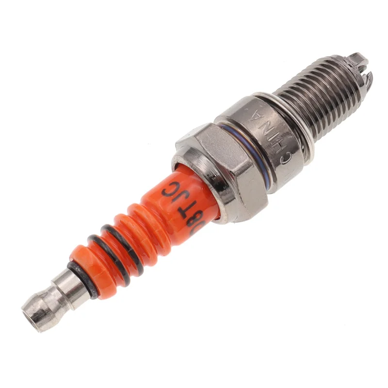 Juego de bujías para motocicleta D8TJC, cabezal rojo de lgnición multiángulo para CG 125cc 150cc 200cc 250cc, boquillas de platino, 10 unids/set bujía bujía a7tc Bujía 3 electrodos 10mm alto rendimiento enchufe de rend - imagen 5