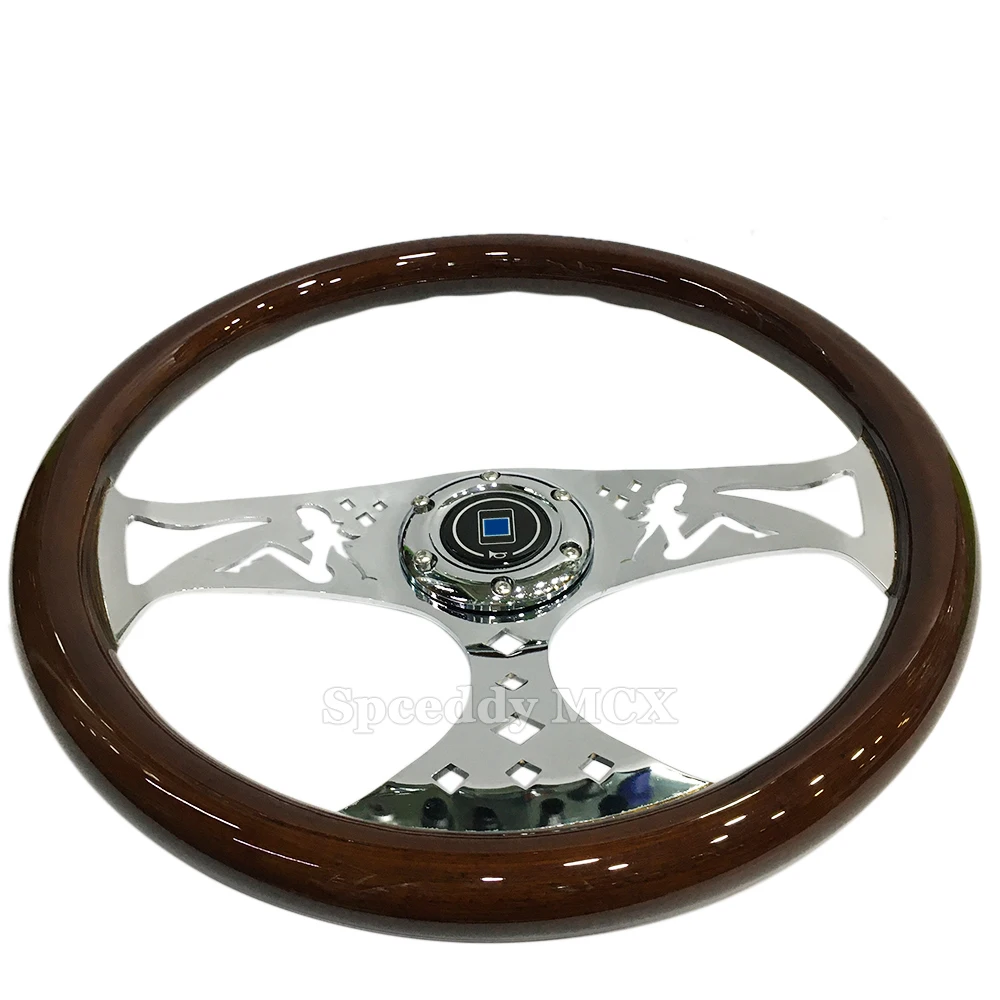 Volante deportivo universal N-LOGO de madera con botón de bocina - imagen 4