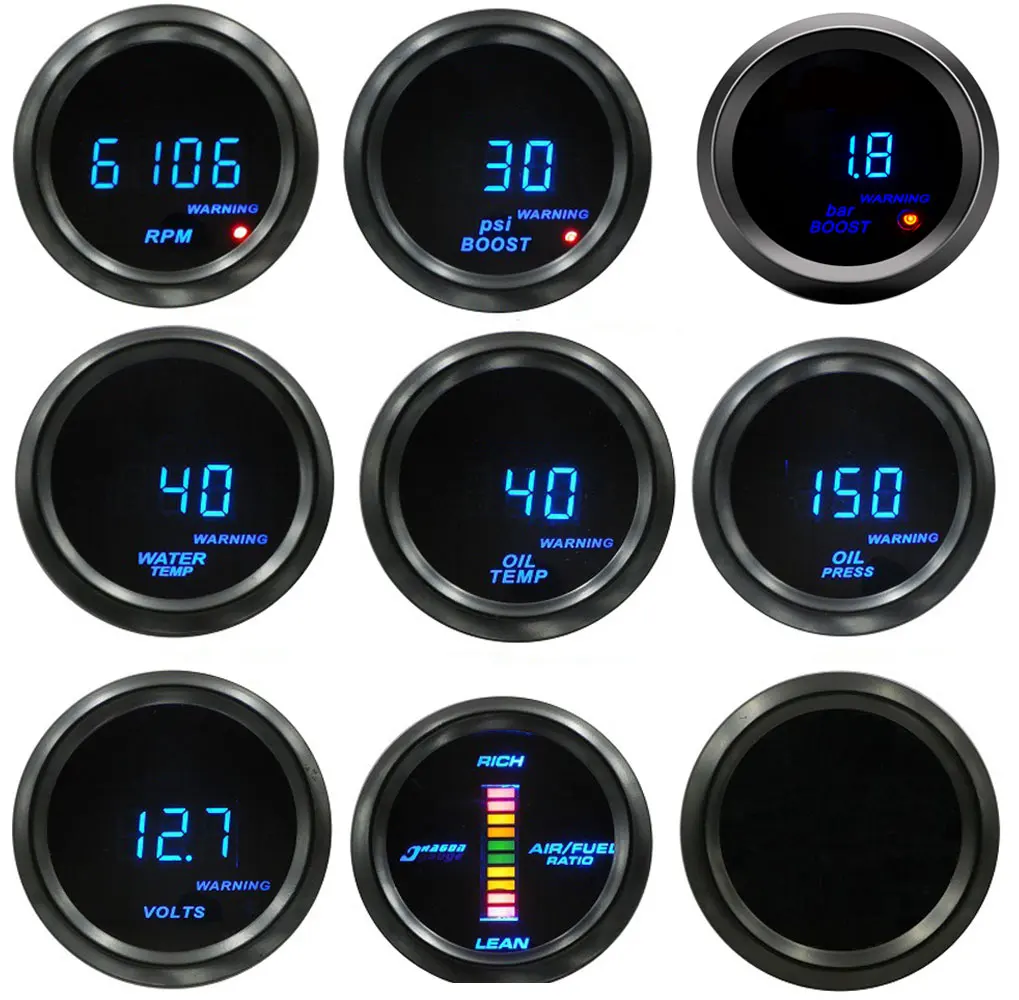 Medidor digital multifunción 52 mm para turbo, aceite y temperatura