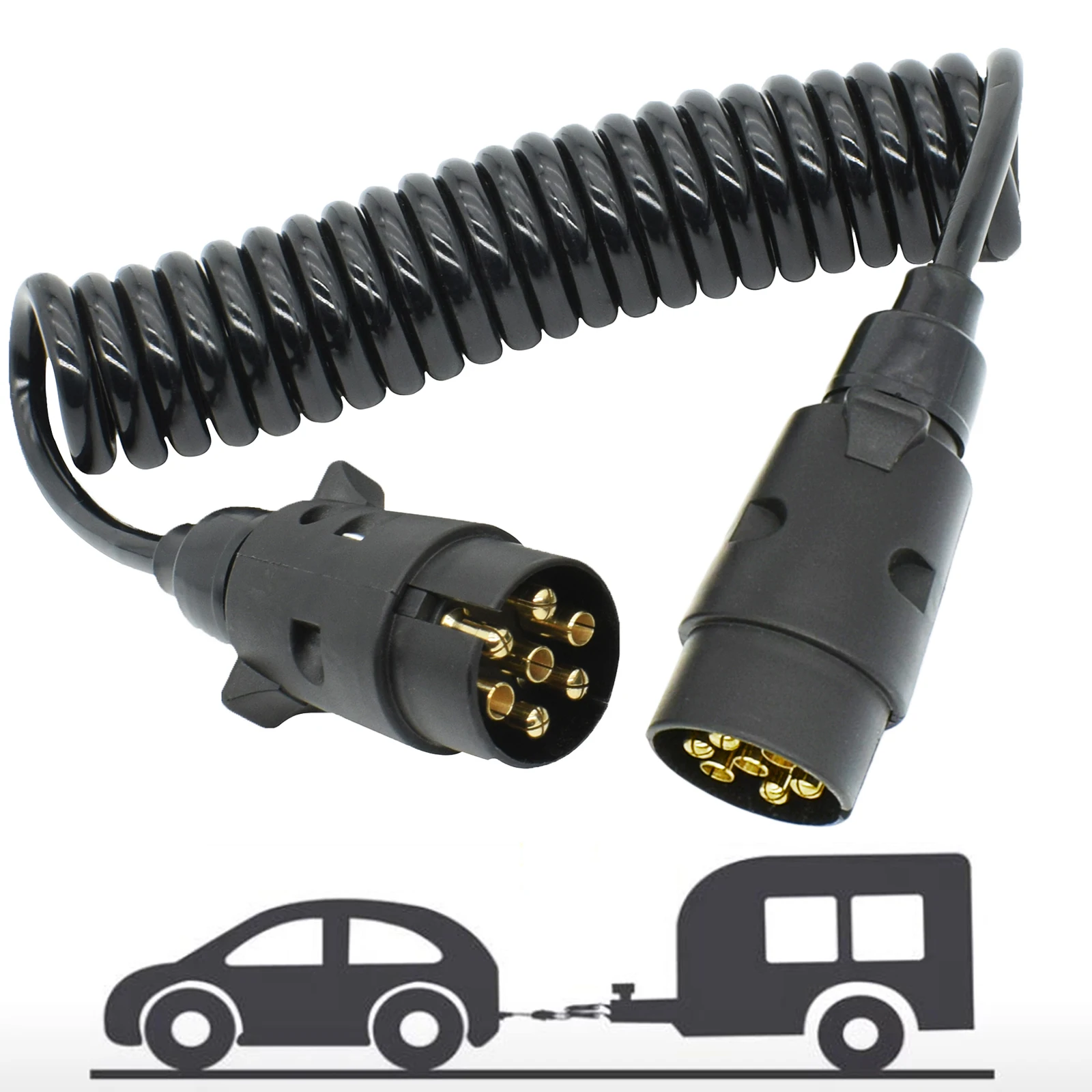 Cable extensión para luces de remolque 7 pines macho a macho