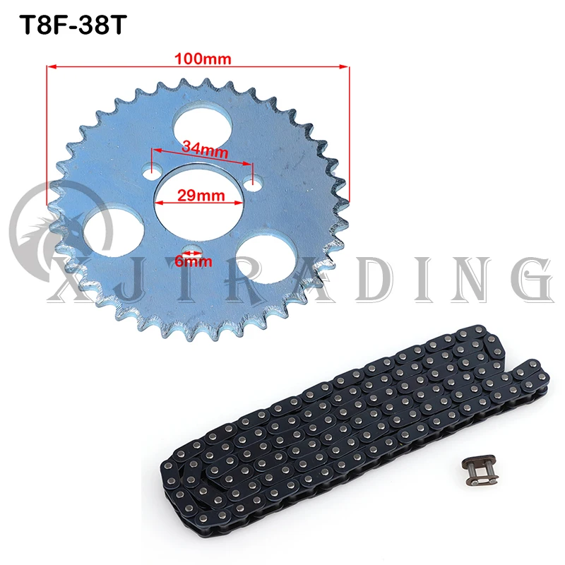 Piñón y cadena T8F para mini moto y quad