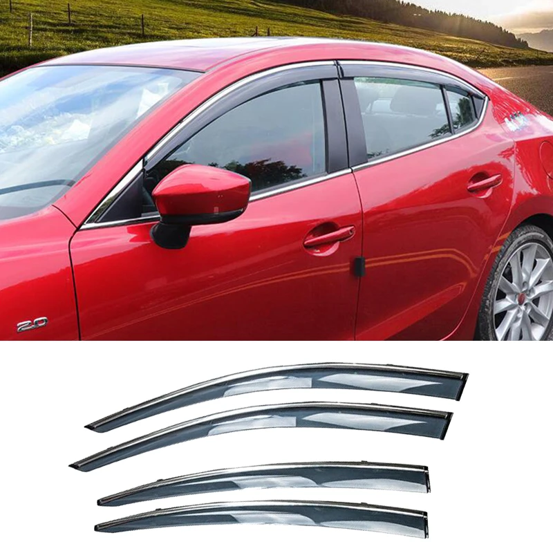Visera de ventilación para Mazda 3 Axela Sedan, accesorios decorativos para ventanas laterales, protección contra la lluvia y el sol, 2014 - 2017