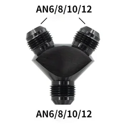 Adaptador en Y aluminio AN6 a AN12 para tubo de aceite negro