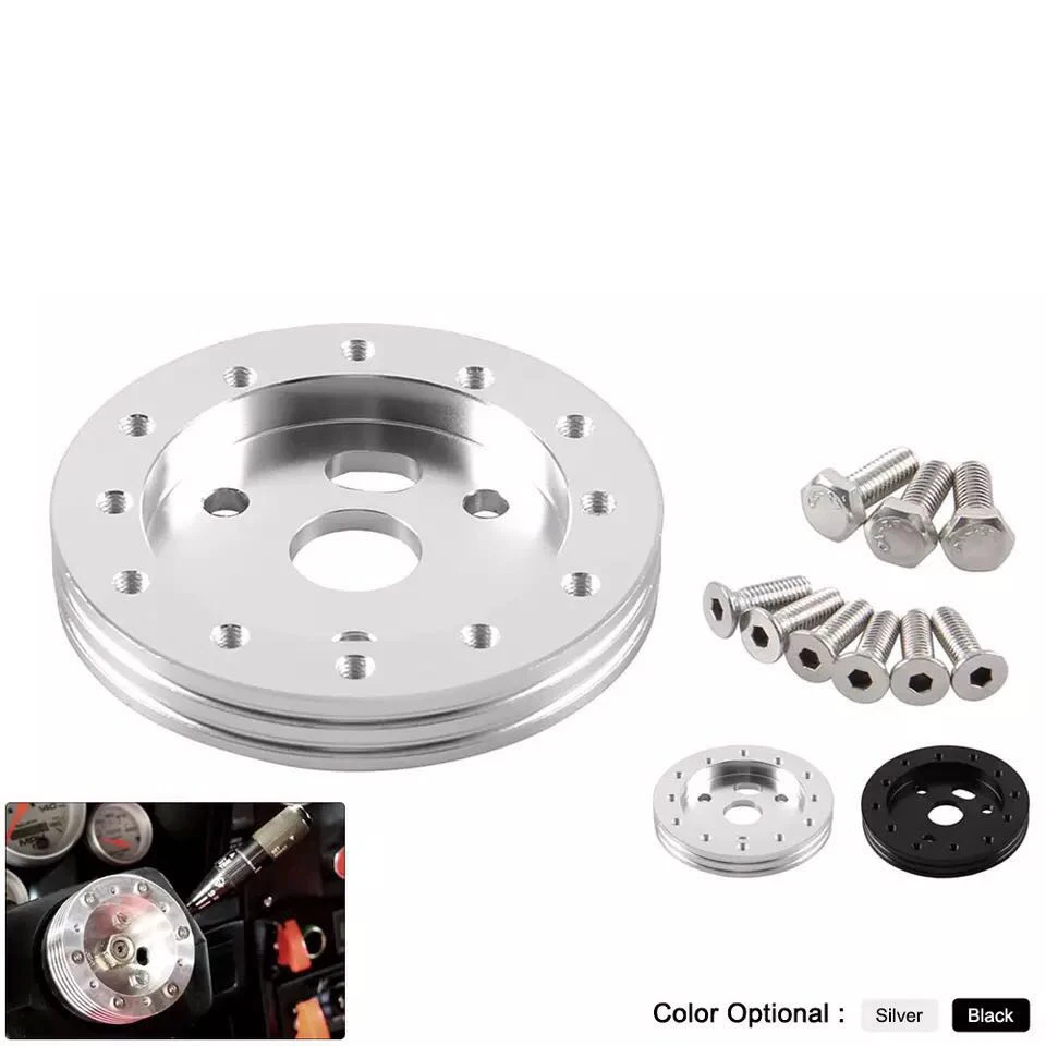 Buje Adaptador Boss 3-orificios para Volante 6-orificios – Negro/Plateado