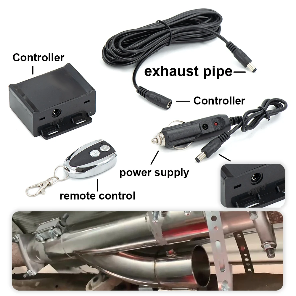 Silenciador de tubo de válvula doble de acero inoxidable, 2,0 pulgadas, 2,5 pulgadas, 3 pulgadas, recortado, tubo de escape, Control remoto YTR - imagen 4
