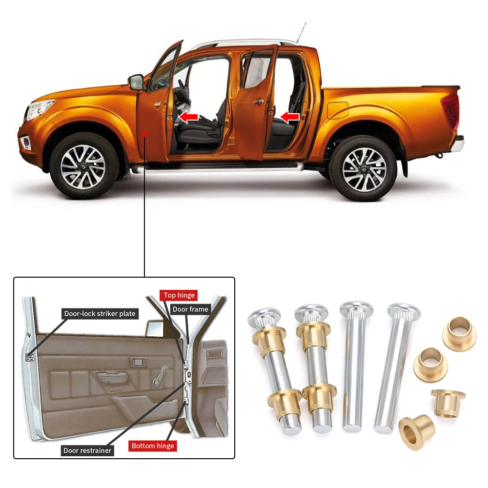 Kit bujes bisagra puerta Nissan Navara D22 1997-2005 alta resistencia - imagen 5