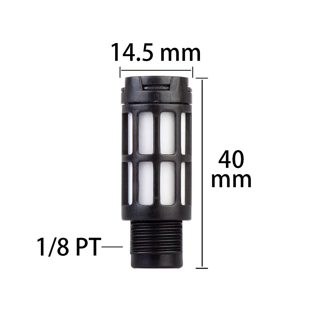 Silenciador Neumático Escape Aire 1/4PT Plástico Negro – Componente Mecánico - imagen 3