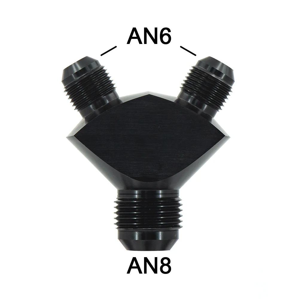 Conector adaptador combustible tipo Y ALUMINIO AN8-AN6 negro - imagen 4