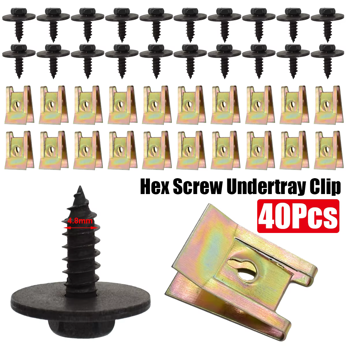 40x protector de motor de chasis, arandelas de tornillo de tuerca de Metal, Clip de tuercas en U en forma de U, tornillos de cabeza cruzada para parachoques de guardabarros de coche para BMW E46 E92 E90 F10