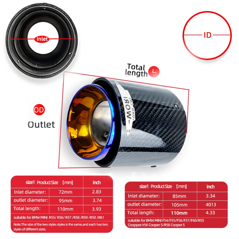 Punta de escape SUMSOO de fibra de carbono – MINI Cooper S F54-F60 - imagen 2