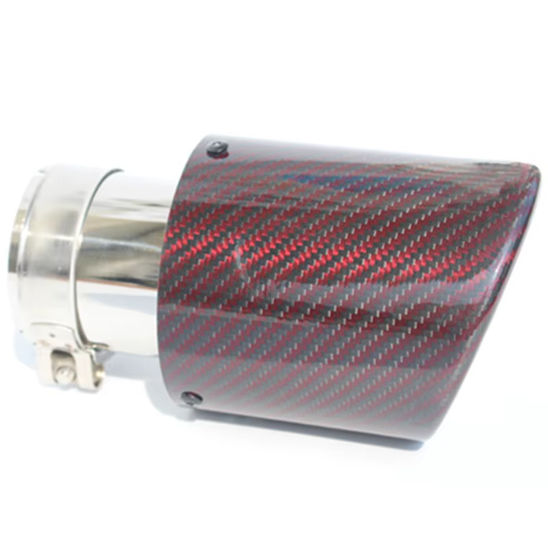 Punta de escape de carbono roja universal – tubo silenciador coche - imagen 4