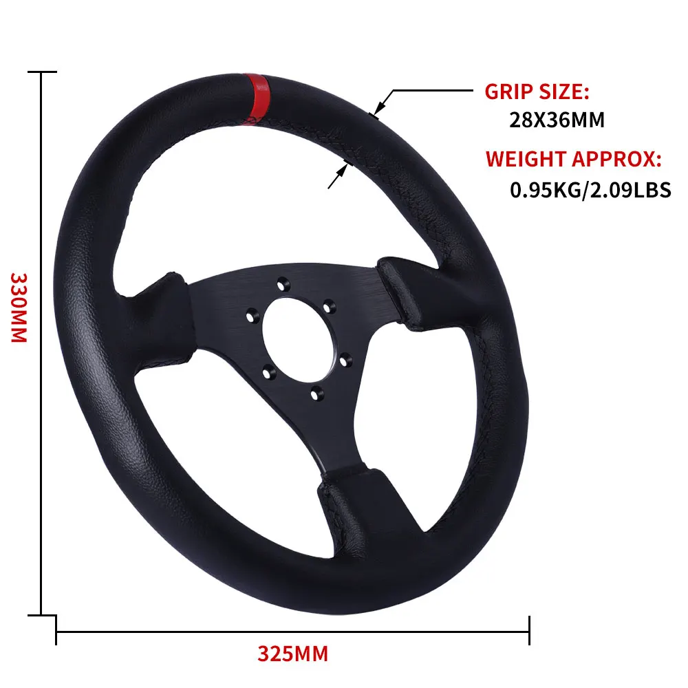 Detalle del volante plano de 330 mm