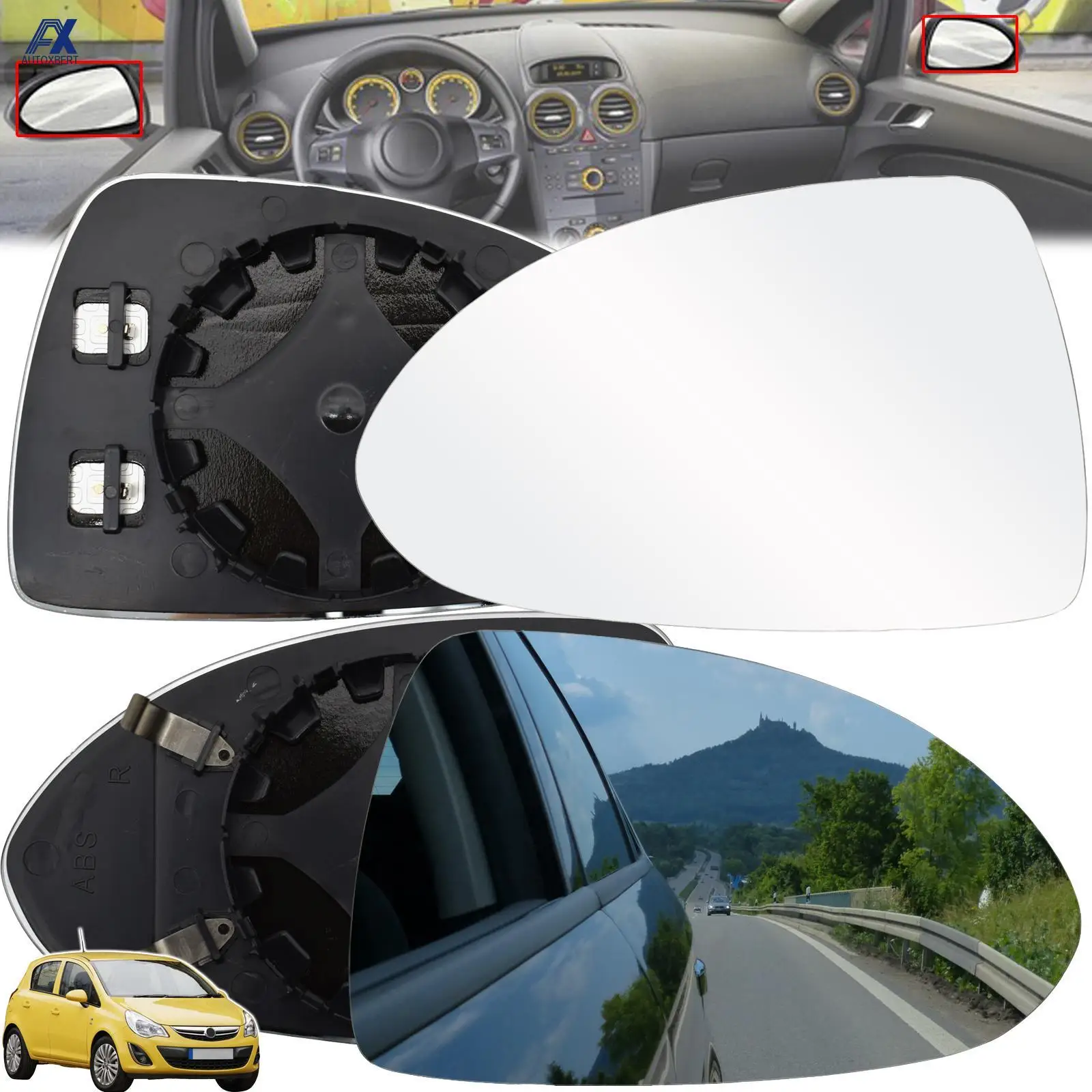 Para Opel / Vauxhall Corsa D 2006 - 2014 E 2014 - 2020 espejo retrovisor convexo calefactable de puerta izquierda/derecha