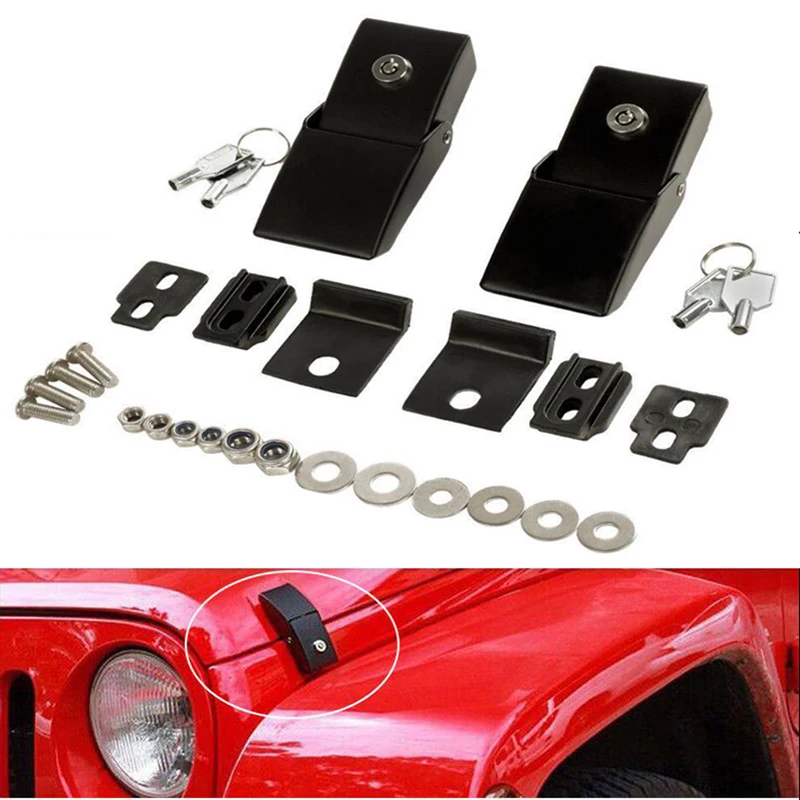 Candado de capó con llave para Jeep Wrangler JK JL y Gladiator JT
