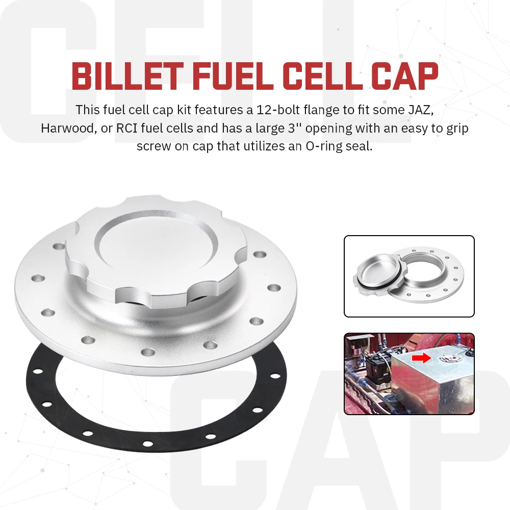 Tapa depósito combustible PQY aluminio billte 12 orificios Fuel Cell 3″ - imagen 2