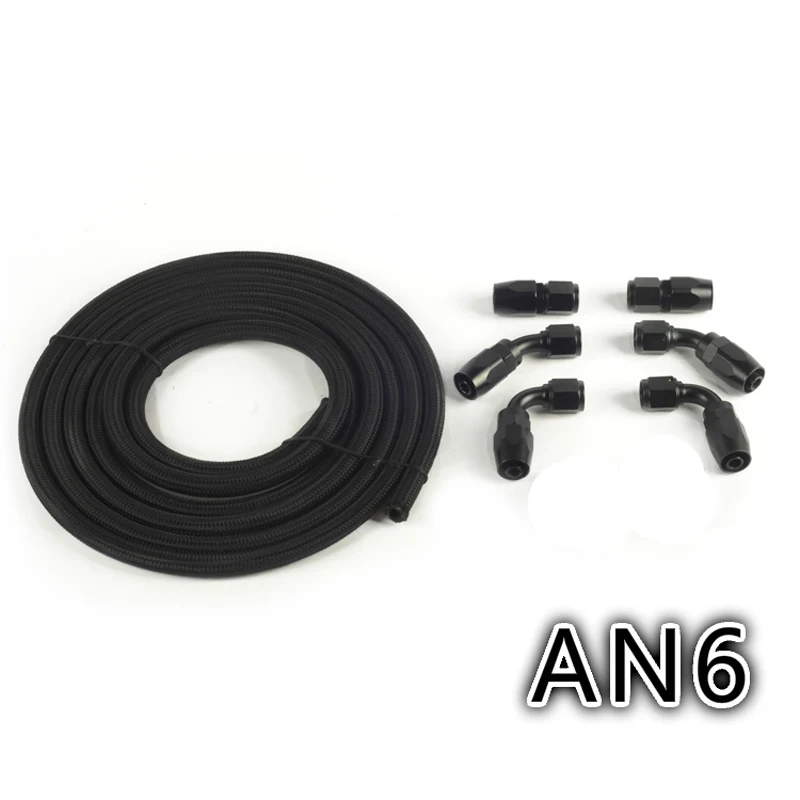 Kit de manguera trenzada AN6 negra para aceite y combustible - imagen 2