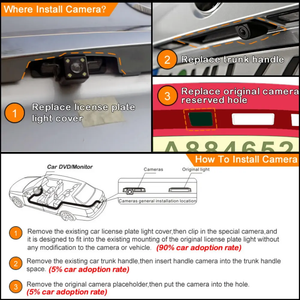 Cámara de visión trasera de coche para Buick Verano 2015-2016 Kit de accesorios de cámara CCD HD para estacionamiento trasero de respaldo - imagen 5