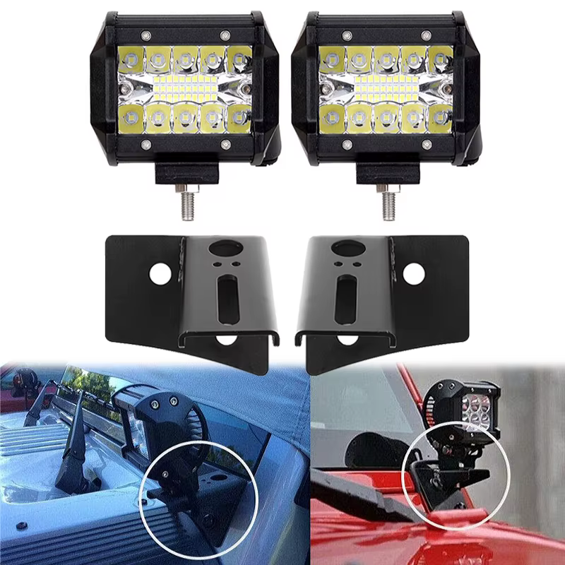 Faro LED de trabajo con soporte de pilar A para Jeep Wrangler JK