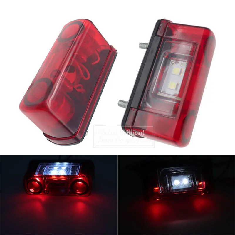 Juego de 2 luces LED para matrícula Vehicleader con luz blanca y roja