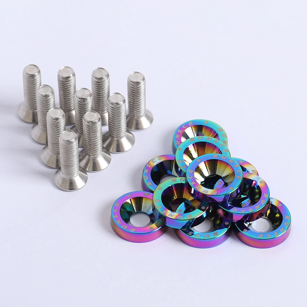 Arandelas de guardabarros M6 de aluminio y pernos de arandela de marco de placa de matrícula para Honda Nissan Bmw 10 unids/pack - imagen 3