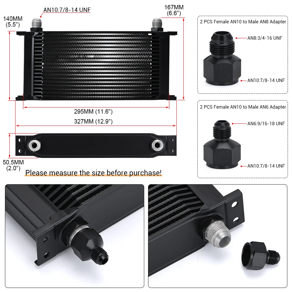 Radiador de aceite WLR7019 universal aluminio 19AN – motor y transmisión - imagen 3