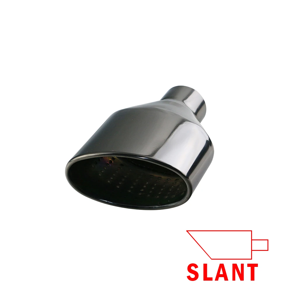 Universal Car Exhaust Tip for Audi Polish Stainless Steel 304 Car Rolled/Oval Outlet Slant End Pipe - imagen 4