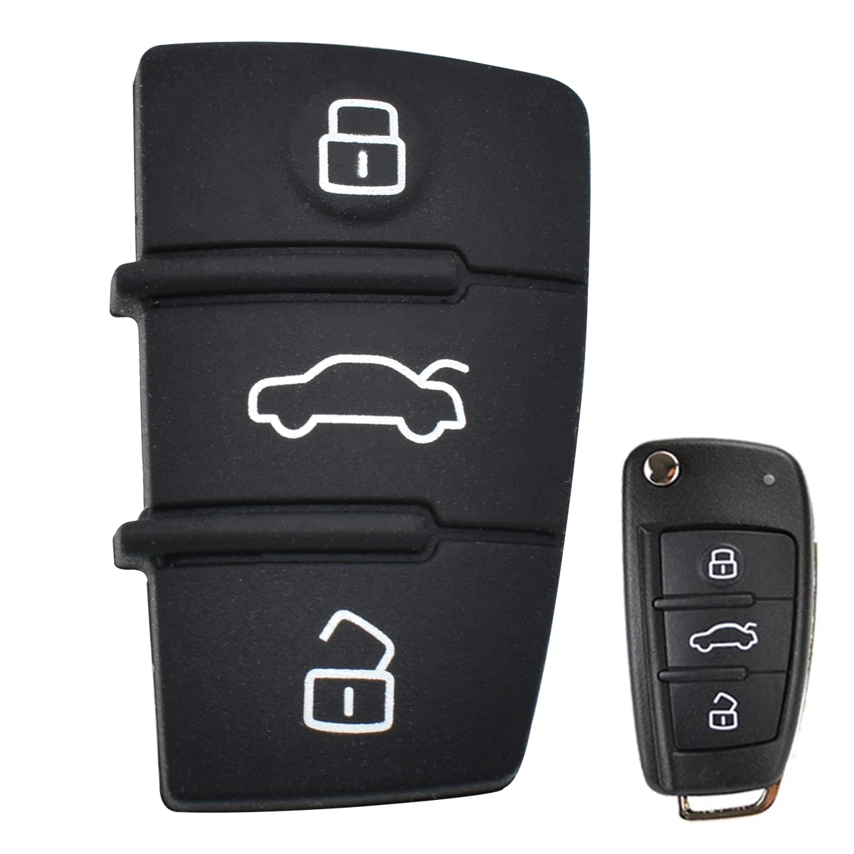 Funda de goma para mando a distancia de coche, carcasa de repuesto de 3 botones para Audi A1, S1, A3, A4, A5, A6, A8, Q5, Q7, TT, RS