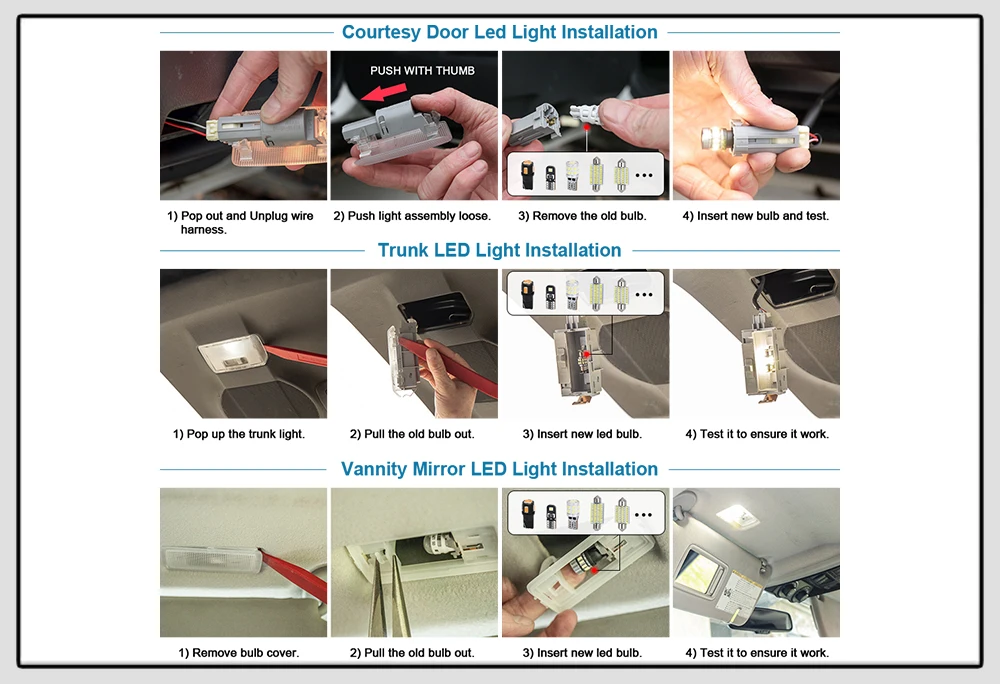 Luz de maletero con bombilla LED PQY