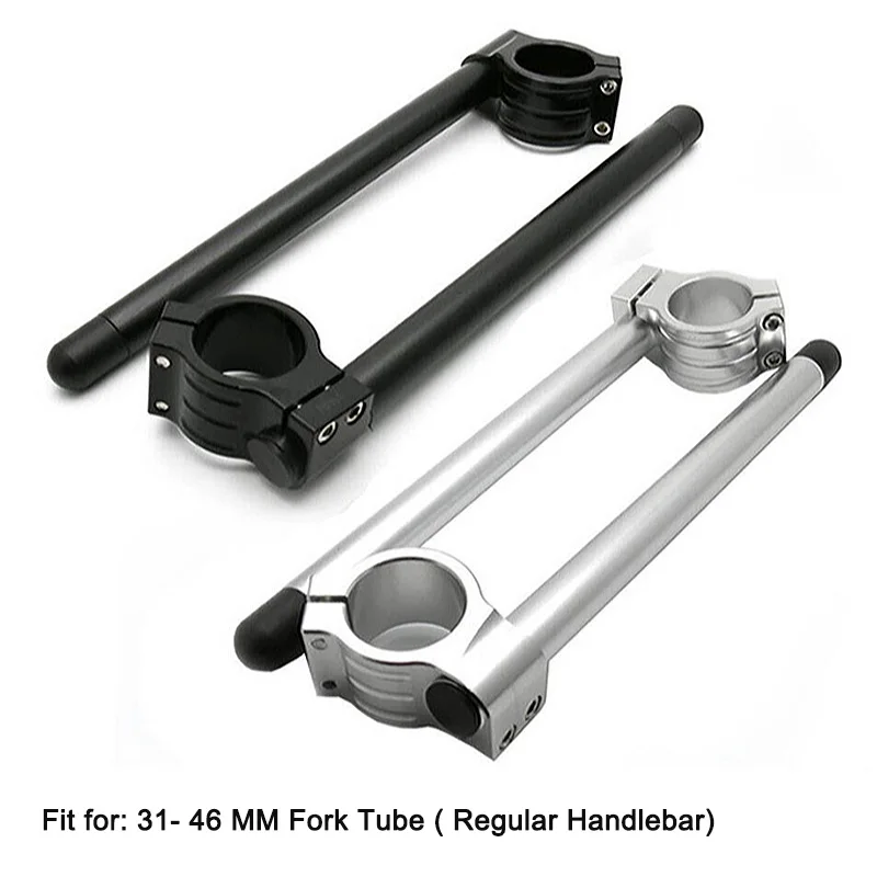 Cafe Racer-manillar de motocicleta, barra de manillar de motocicleta de carreras con Clip CNC ajustable en la horquilla del Motor 31 32 33 35 36 37 39 41 43 46MM, color negro cromado barra de manillar Manillar de motoc - imagen 4