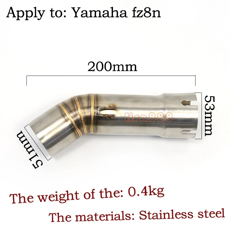 Tubo intermedio de escape Racing para Yamaha FZ8 Fazer 800