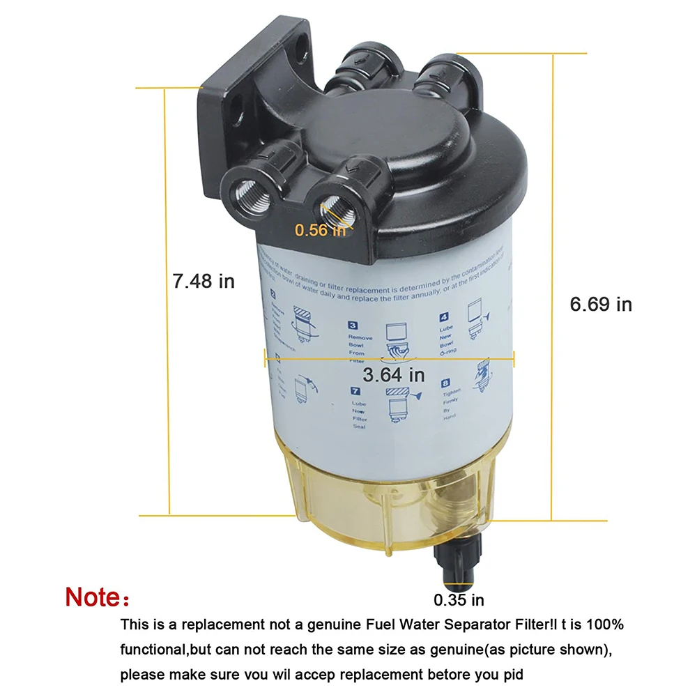 Filtro separador de agua S3213 para fuerabordas Mercury y Yamaha - imagen 5