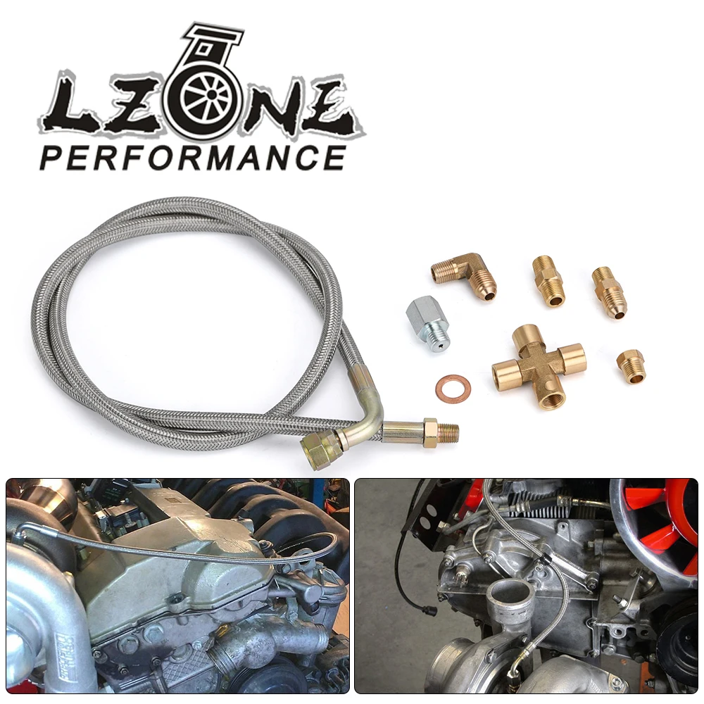 LZONE Latiguillo de aceite para turbocompresor T3/T4 trenzado 1/8 NPT 4AN