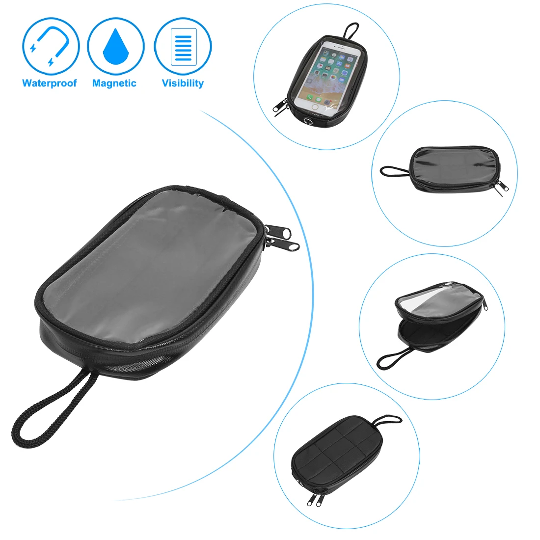 Bolsa magnética impermeable Oxford para tanque de moto con ventana - imagen 5