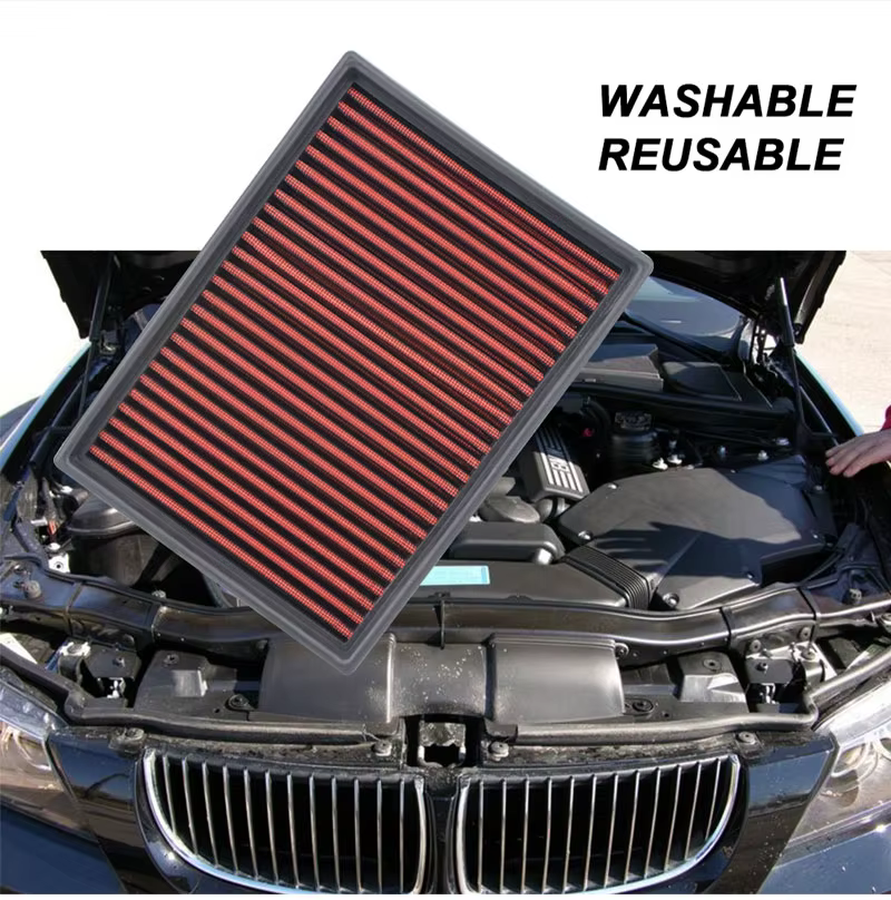 Filtro de aire de panel rojo y negro para BMW
