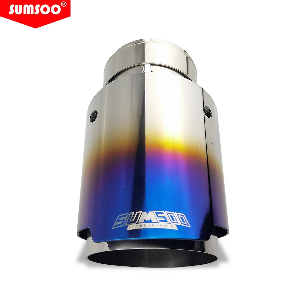 SUMSOO Puntas de escape decorativas en acero inoxidable plateado azul