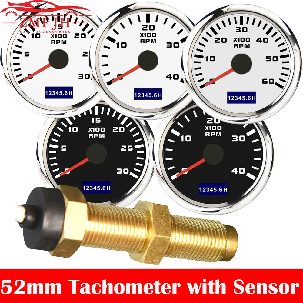 Tacómetro LCD 52mm resistente agua motor diésel marino 3000-8000RPM